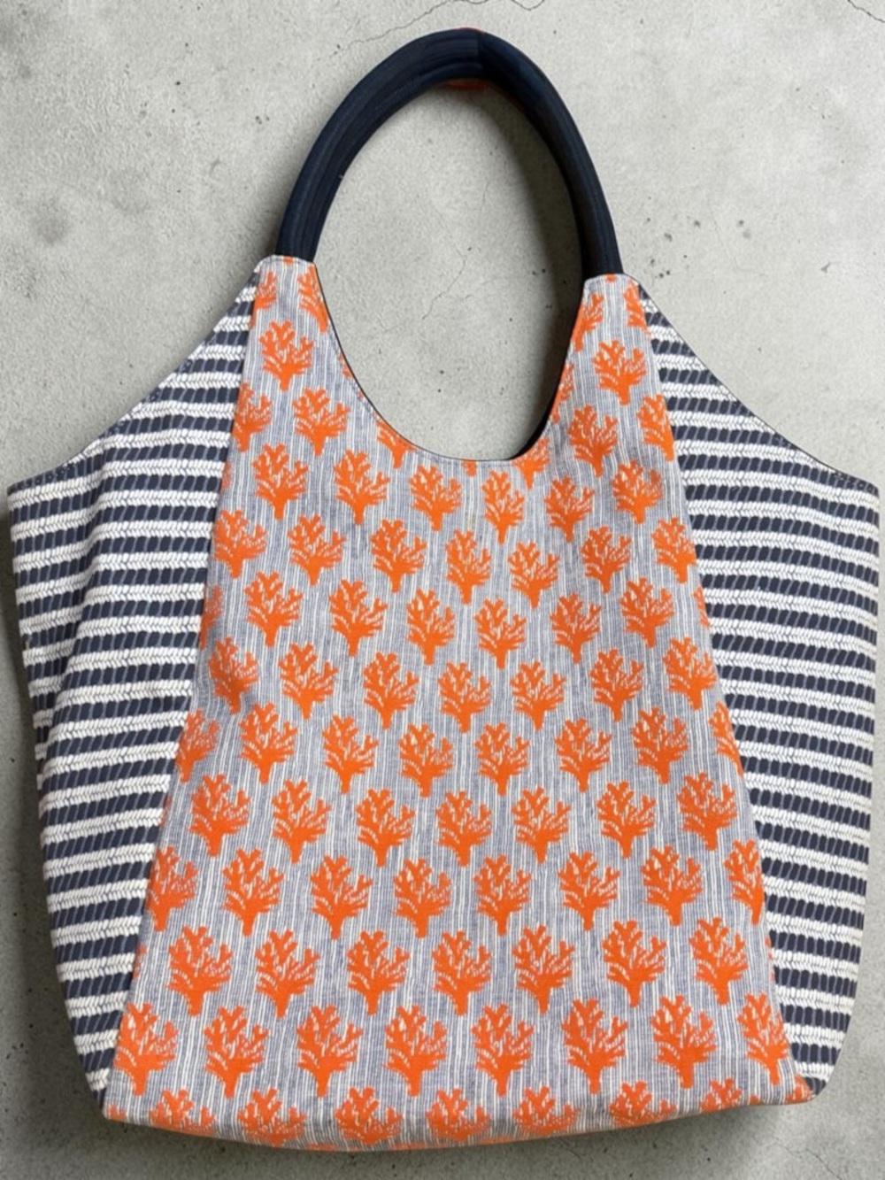 Stella and Dot Dune Bag Coral and Stripe Market Tote